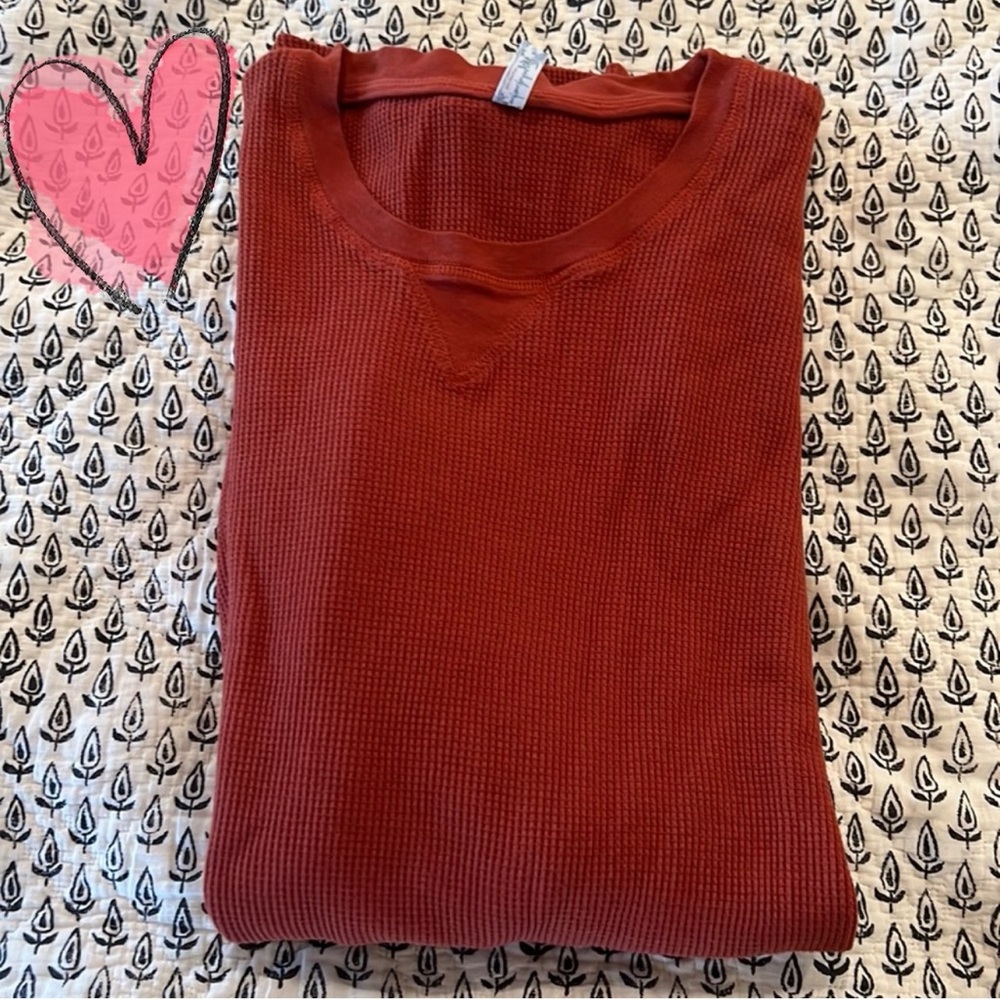 NWT Free People Intimately Waffle Knit Long Sleeve Shirt Rust color! size S.P